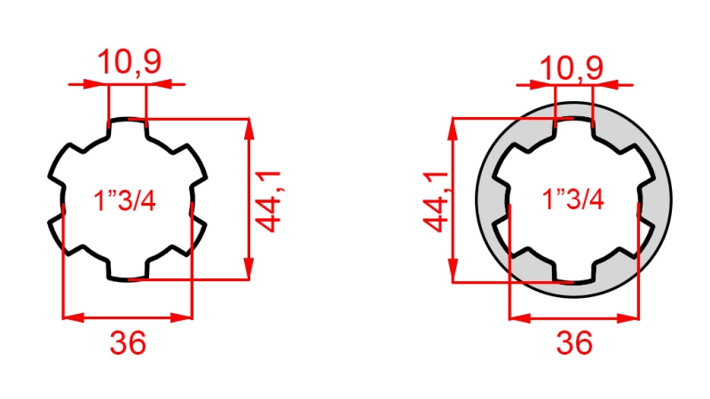 KARDANSKI ADAPTER S KLINOM OD 1-3/4 NA 1-3/4 (165 mm)