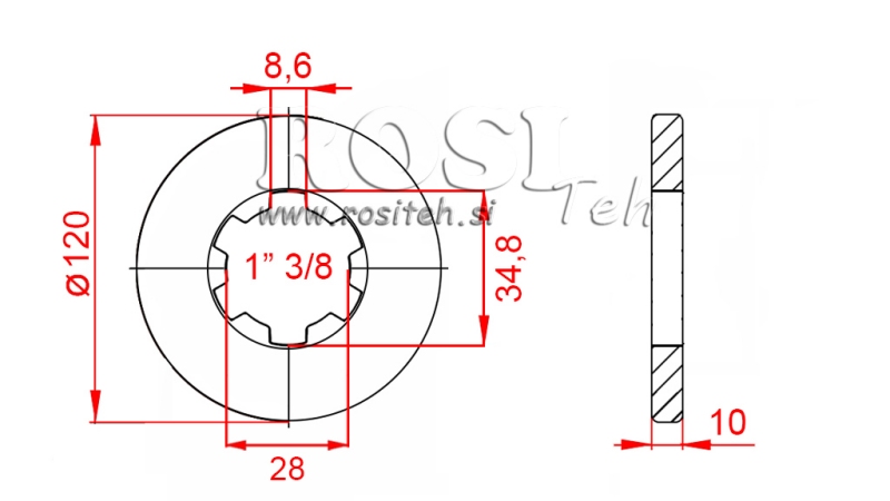 ADAPTER KARDANA Z KOŁNIERZEM I SWORZNIEM 1-3/8 (80 mm)