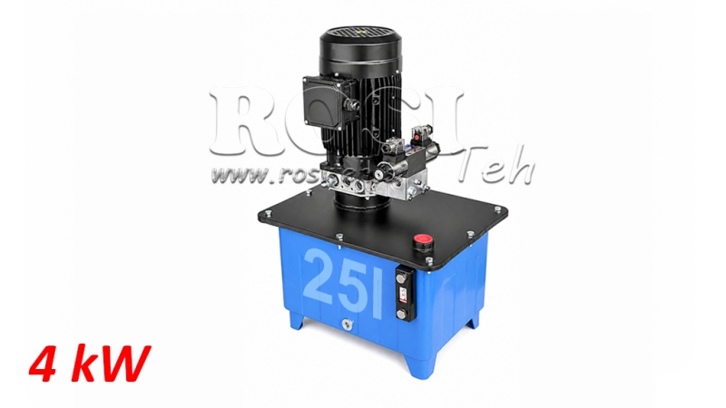 MINI HYDRAULIKAGGREGAT 380V AC (4 kW) - 8 cc - 12 lit/min - tank 25 lit