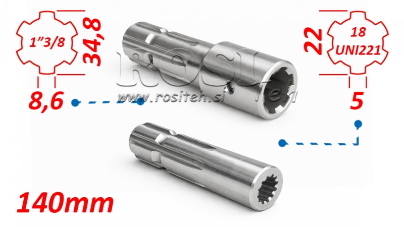 P.T.O. ADAPTÉR 13/8 18x22x5 - 6 ZUBŮ