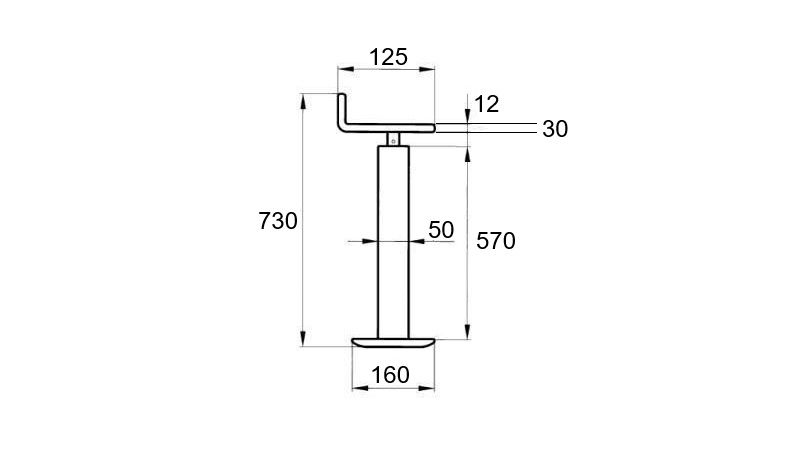 GÄNGAT STÖDBEN (HÖJD 730 mm - SLAG 255 mm) - 300 kg