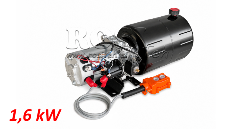 MINI HYDRAULIKAGGREGAT 12V DC - 1.6kW = 2.1cc - 8 liter - enfasig enhet (metall)