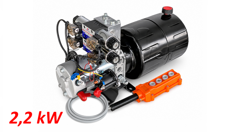 MINI HYDRAULIKAGGREGAT 24V DC - 2,2kW = 2,1cc - 8 lit - 2x Doppelwirkende Funktion (Metallgehäuse)