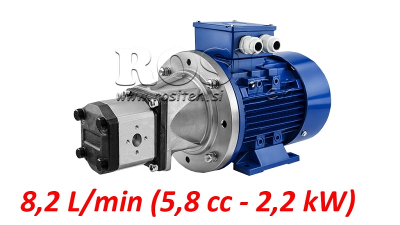 HYDRAULISCHE PUMPENKOPPLUNG GR.1 5,8 ccm + ELEKTRO MOTOR 2,2 kW (Durchfluss = 8,2 lit/min)