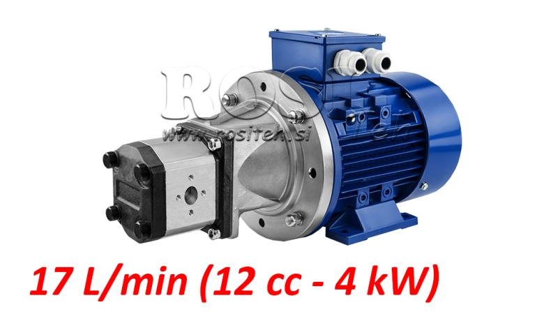HYDRAULIKPUMP MONTERING GR.2 12 CCM + ELEKTRISK MOTOR 3-FAS - 4 KW (FLÖDE = 17 LIT/MIN)