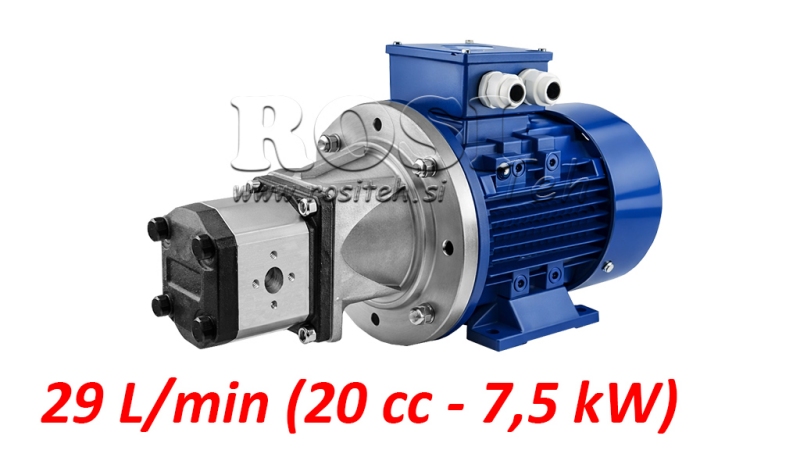 HYDRAULIKPUMP MONTERING GR.2 20 CCM + ELEKTRISK MOTOR 3-FAS - 7.5 KW (FLÖDE = 29 LIT/MIN)