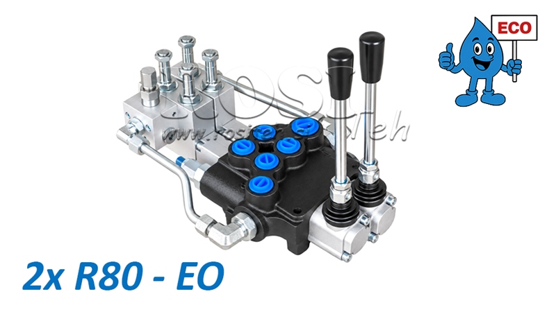 HYDRAULISK ELEKTRO-MANUELL VENTIL (UTAN SPOLAR) – 2-SEKTIONS RIKTNINGSVENTIL 2xR80-EO ECO