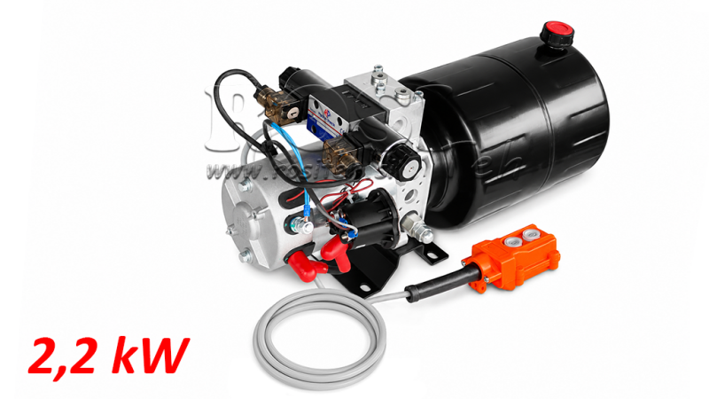 MINI HYDRAULIKAGGREGAT 24V DC - 2,2kW = 2,1cc - 8 lit - Doppelwirkende Funktion (Metallgehäuse)