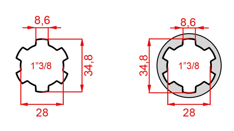 KARDANSKI NASTAVEK iz 1-3/8 na 1-3/8 (150 mm)