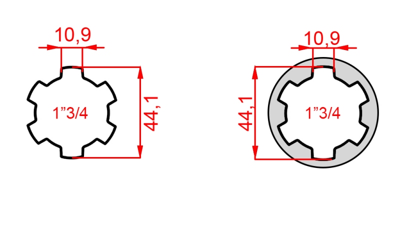 KARDANADAPTER FRA 1-3/4 TIL 1-3/4 (165 mm)