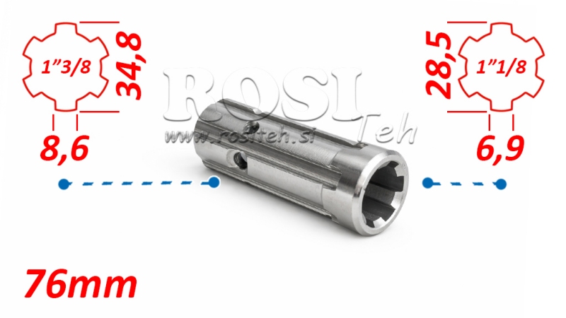 ZAPFWELLENADAPTER ADAPTER VON 1-1/8 AUF 1-3/8 (76 mm)