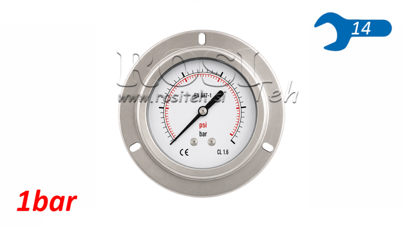 MANOMETER DN63 BAK 0 - 1 BAR - 1/4