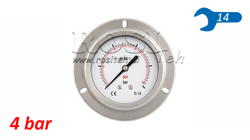 MANOMETER DN63 BAK 0 - 4 BAR - 1/4