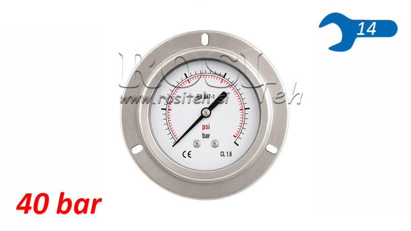 MANOMETER DN63 BAK 0 - 40 BAR - 1/4