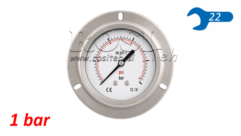 MANOMETER DN100 BAK 0 - 1 BAR - 1/2