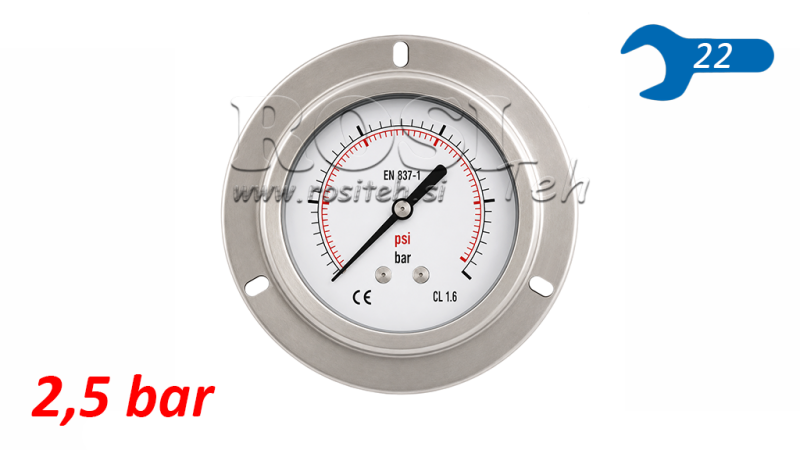 MANOMETER DN100 BAK 0 - 2.5 BAR - 1/2