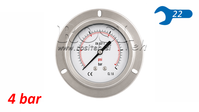 MANOMETER DN100 BAK 0 - 4 BAR - 1/2