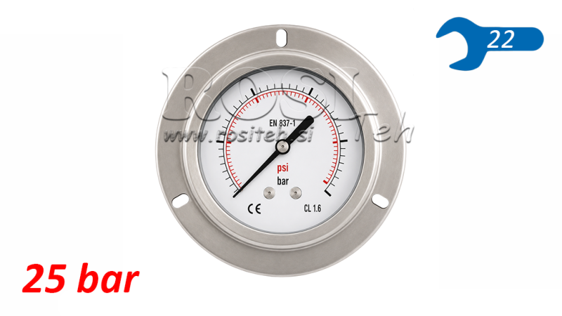 MANOMETER DN100 BAK 0 - 25 BAR - 1/2