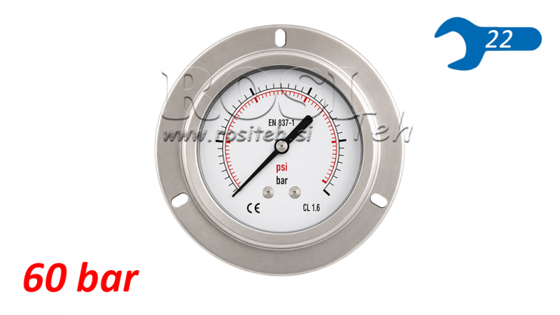 MANOMETER DN100 REAR 0 - 60 BAR - 1/2