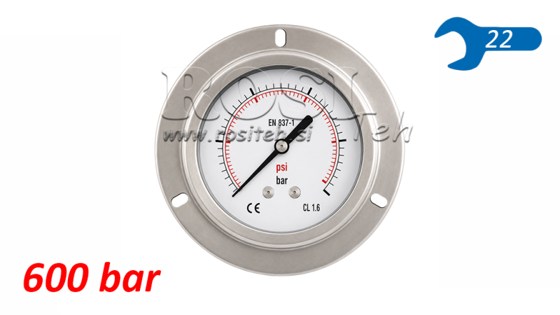 MANOMETER DN100 BAK 0 - 600 BAR - 1/2