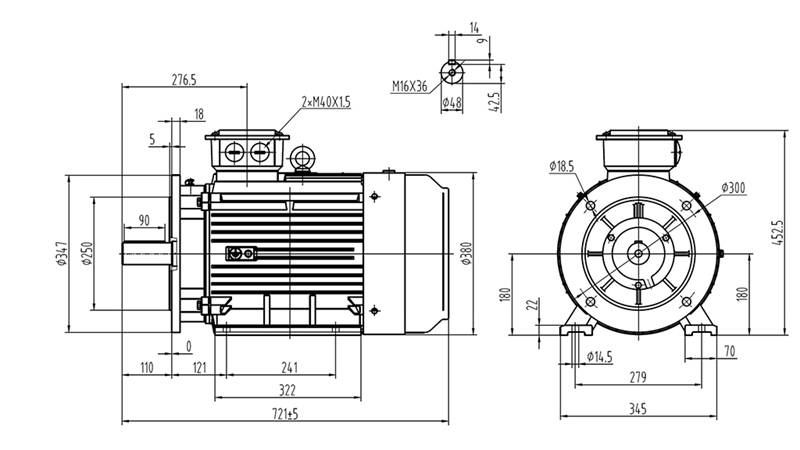 18,5kW-ELEKTRO MOTOR Y3 180M-4_1470vrt 3Faz nogice+prirobnica-B3B5