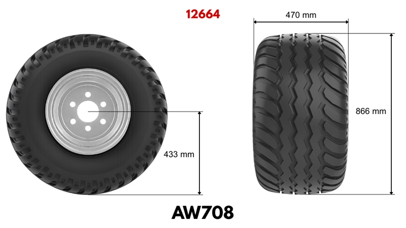 19,0/45-17 DÄCK AW708 (14 PR) MED FÄLG 16,00 x 17