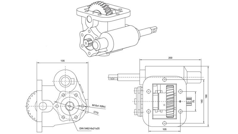 Dimensioner HYDRAULISK PUMP DRIVNING - ZF- MB 800 SIDAN