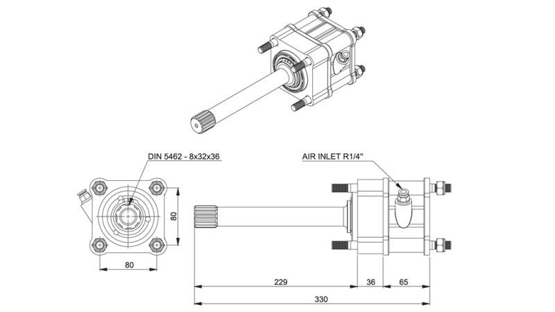 Dimensioner UTGÅNG FÖR HYDRAULIKPUMP - MAN