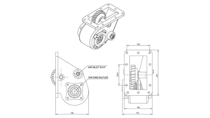 Dimenzije ODGON ZA HIDRAVLIČNO ČRPALKO - SCANIA GR 871