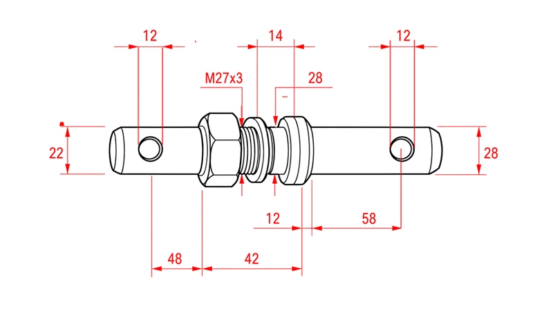MONTAŽNI KLIN fi22/28mm Z NAVOJEM M27x3