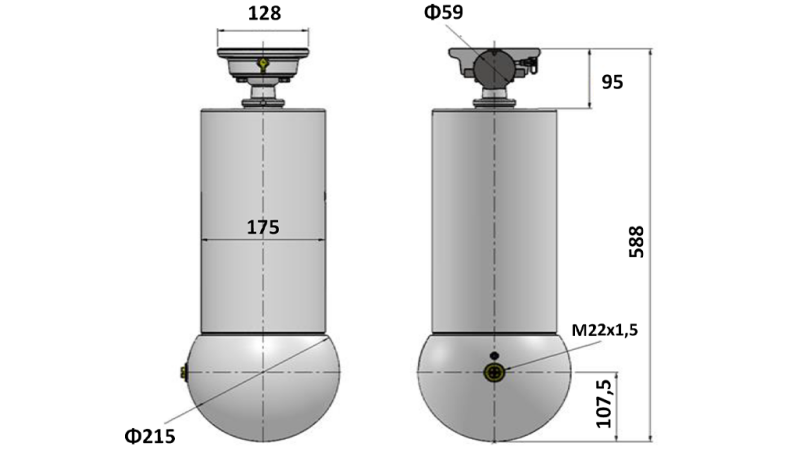 TELESKOPCYLINDER - MEILLER KIPPER - 5 STEG 175 mm 15 ton - SLAGLÄNGD 1750 mm