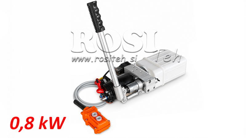 MINI HYDRAULIKAGGREGAT 24V DC - 0,8kW = 0,5cc - 1,5 lit - Einfachwirkende Funktion (PVCgehäuse)