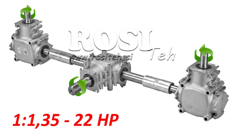 KOMPLET REDUKTORJEV 1:1,35 (22HP-16kW) ZA TROSILNIK L:770 - ALU