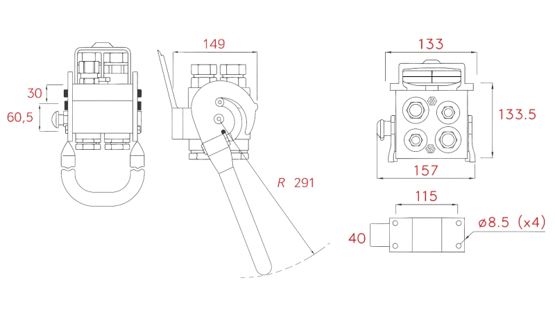 MULTI-FASTER KOPPLING 4VÄGS BSP 2×1/2 2×3/4 MOBIL DEL
