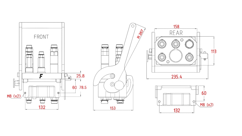 MULTI-FASTER KOPPLING 3PLK 5VÄGS BSP 3×3/8 2×9/16 FAST DEL
