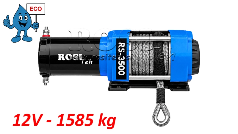 12 V ELEKTRISK VINSCH RS-3500 - 1585 kg - SYNTETISKT REP - ECO