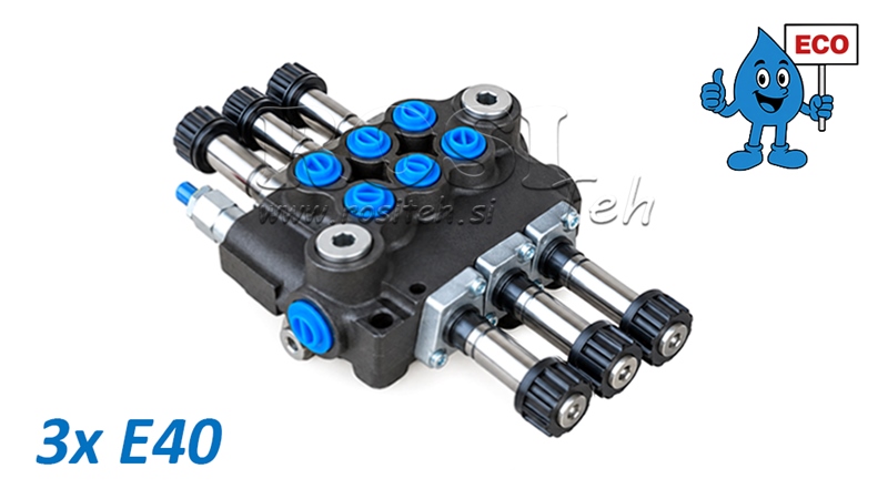 HYDRAULISK MAGNETVENTIL (UTAN SPOLAR) – 3-SEKTIONS RIKTNINGSVENTIL 3xE40 ECO