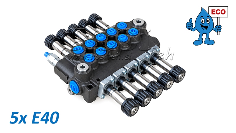 HYDRAULISK MAGNETVENTIL (UTAN SPOLAR) – 5-SEKTIONS RIKTNINGSVENTIL 5xE40 ECO