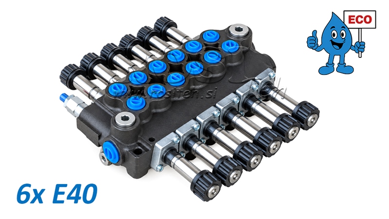 HYDRAULISK MAGNETVENTIL (UTAN SPOLAR) – 6-SEKTIONS RIKTNINGSVENTIL 6xE40 ECO