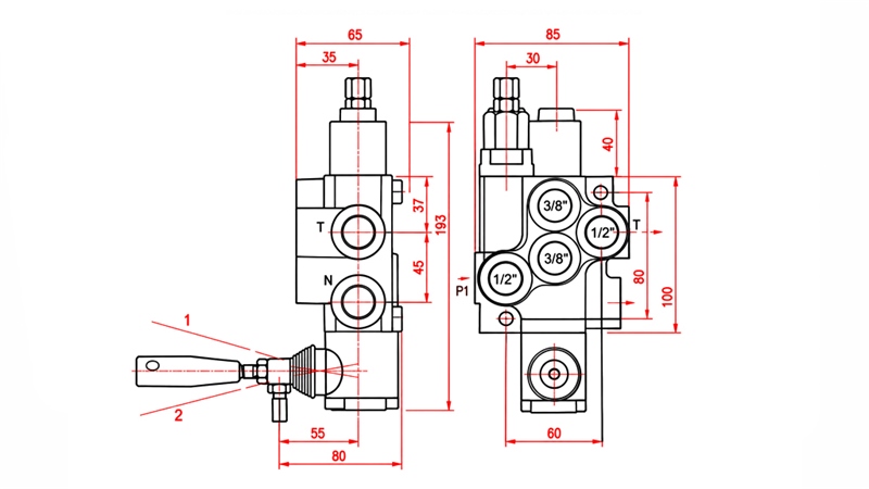 HYDRAULISK MANUELL VENTIL – 1-SEKTIONS RIKTNINGSVENTIL 1xR40 ECO
