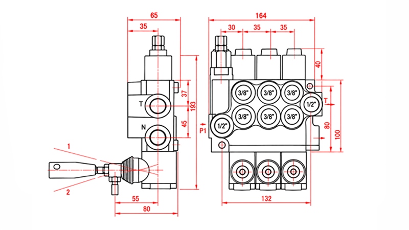 HYDRAULISK MANUELL VENTIL – 3-SEKTIONS RIKTNINGSVENTIL 3xR40 ECO