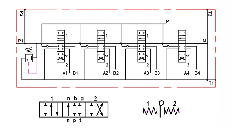 HYDRAULISK MANUELL VENTIL – 4-SEKTIONS RIKTNINGSVENTIL 4xR40 ECO