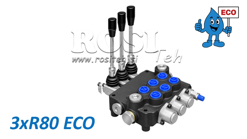 HYDRAULISK MANUELL VENTIL – 3-SEKTIONS RIKTNINGSVENTIL 3xR80 ECO