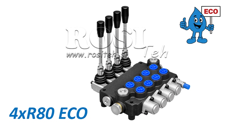 HYDRAULISK MANUELL VENTIL – 4-SEKTIONS RIKTNINGSVENTIL 4xR80 ECO