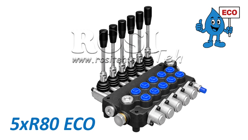 HYDRAULISK MANUELL VENTIL – 5-SEKTIONS RIKTNINGSVENTIL 5xR80 ECO