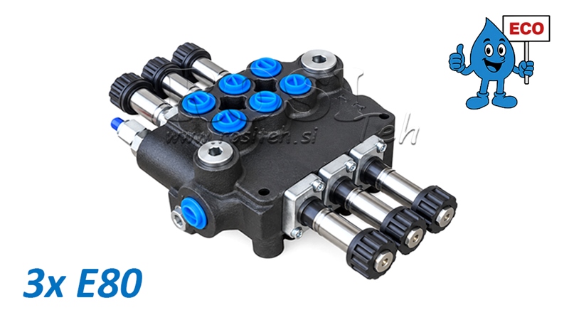 HYDRAULISK MAGNETVENTIL (UTAN SPOLAR) – 3-SEKTIONS RIKTNINGSVENTIL 3xE80 ECO