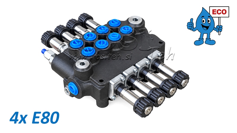 HYDRAULISK MAGNETVENTIL (UTAN SPOLAR) – 4-SEKTIONS RIKTNINGSVENTIL 4xE80 ECO