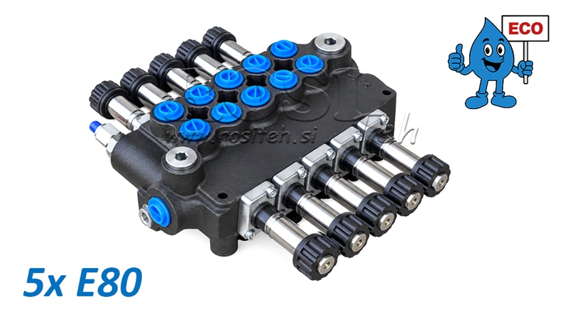 HYDRAULISK MAGNETVENTIL (UTAN SPOLAR) – 5-SEKTIONS RIKTNINGSVENTIL 5xE80 ECO