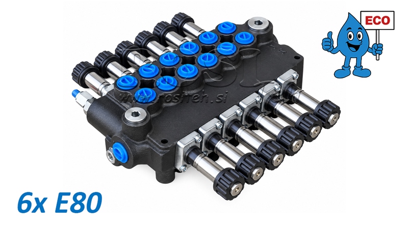 HYDRAULISK MAGNETVENTIL (UTAN SPOLAR) – 6-SEKTIONS RIKTNINGSVENTIL 6xE80 ECO