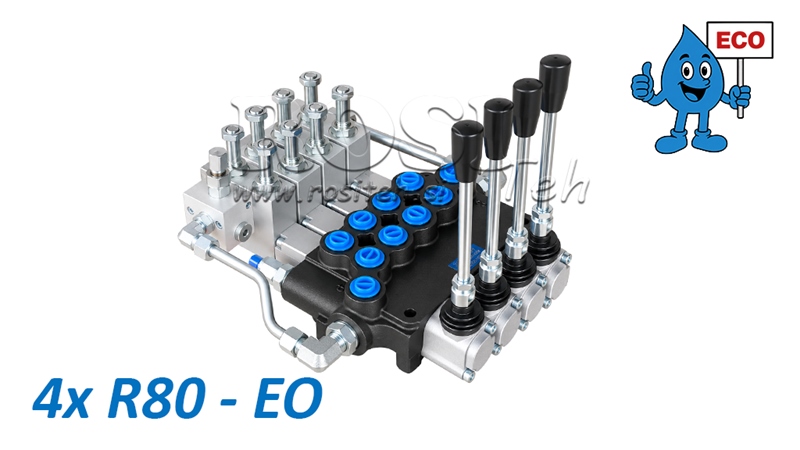 HYDRAULISK ELEKTRO-MANUELL VENTIL (UTAN SPOLAR) – 4-SEKTIONS RIKTNINGSVENTIL 4xR80-EO ECO